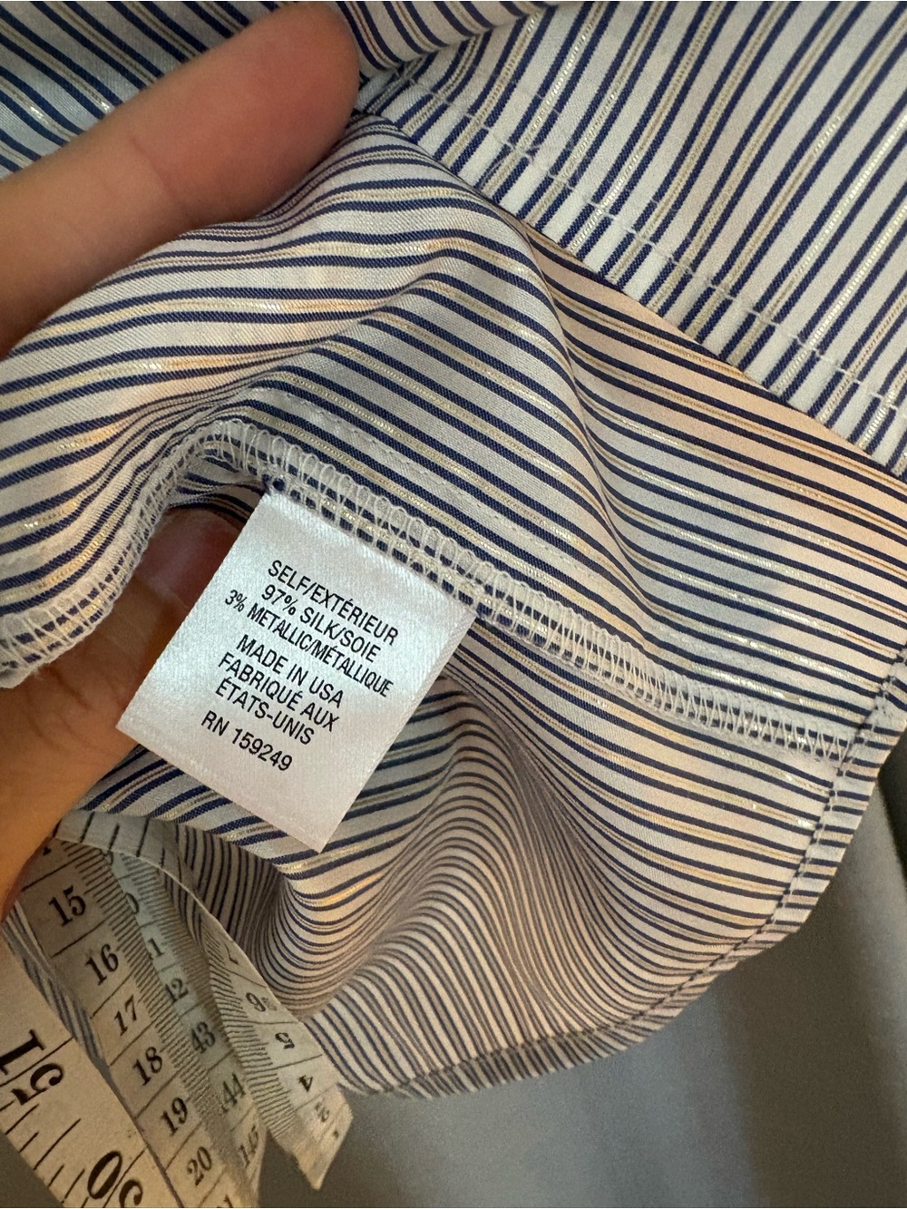 TWP Next Ex Cropped Button-Up Shirt in Thin Navy Stripe - Picture 3 of 4